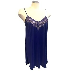 Dentelle Vintage Plisse & Lace Chemise, Slip/Slip Dress in Royal Purple